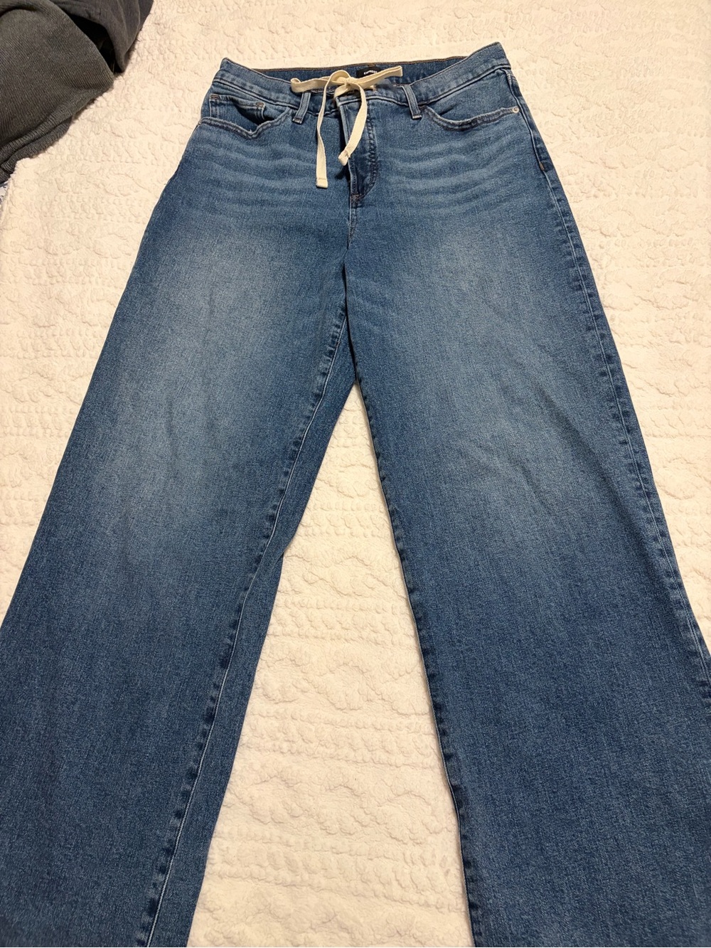 Blue Wide-Leg Women’s Express  Jeans - Casual Pull-Tie Waist